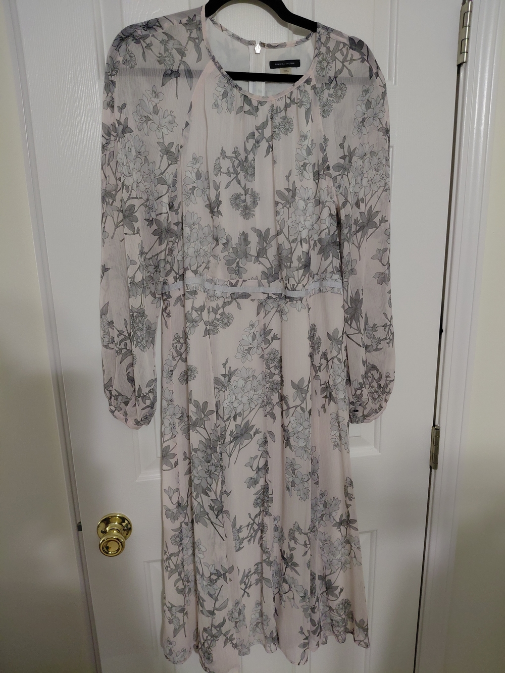 Tommy Hilfiger Blush Pink Floral Long-Sleeve Midi Dress